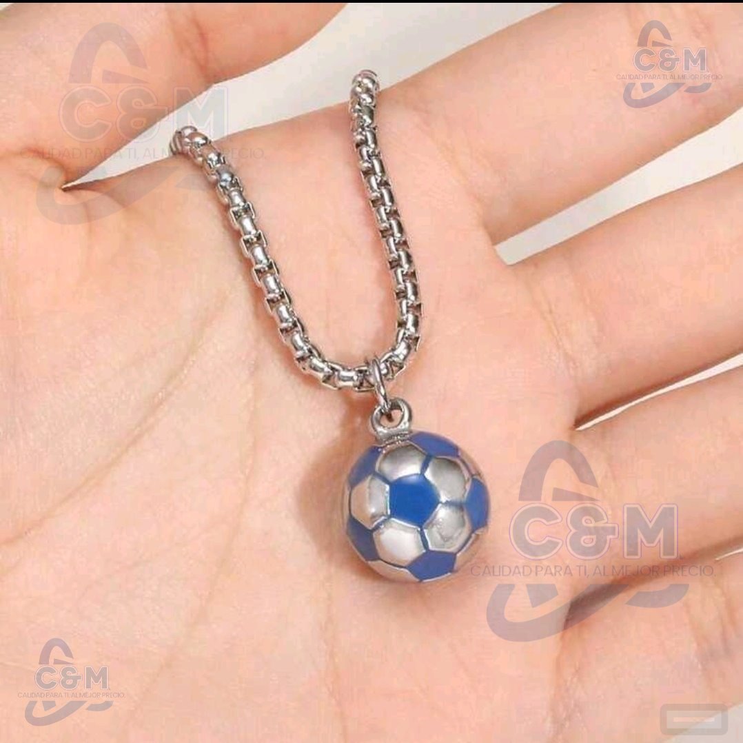 CADENA PELOTA DE FUTBOL AZUL